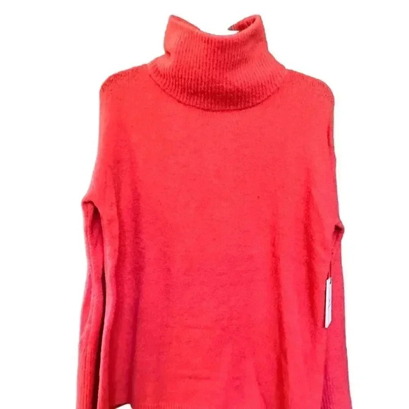 NWT- Something Navy Orange/Red Turtleneck Bell-sleeve Sweater - Picture 1 of 10